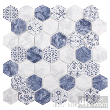 Matte Blue Pattern Hexagon Fliese für die Wand